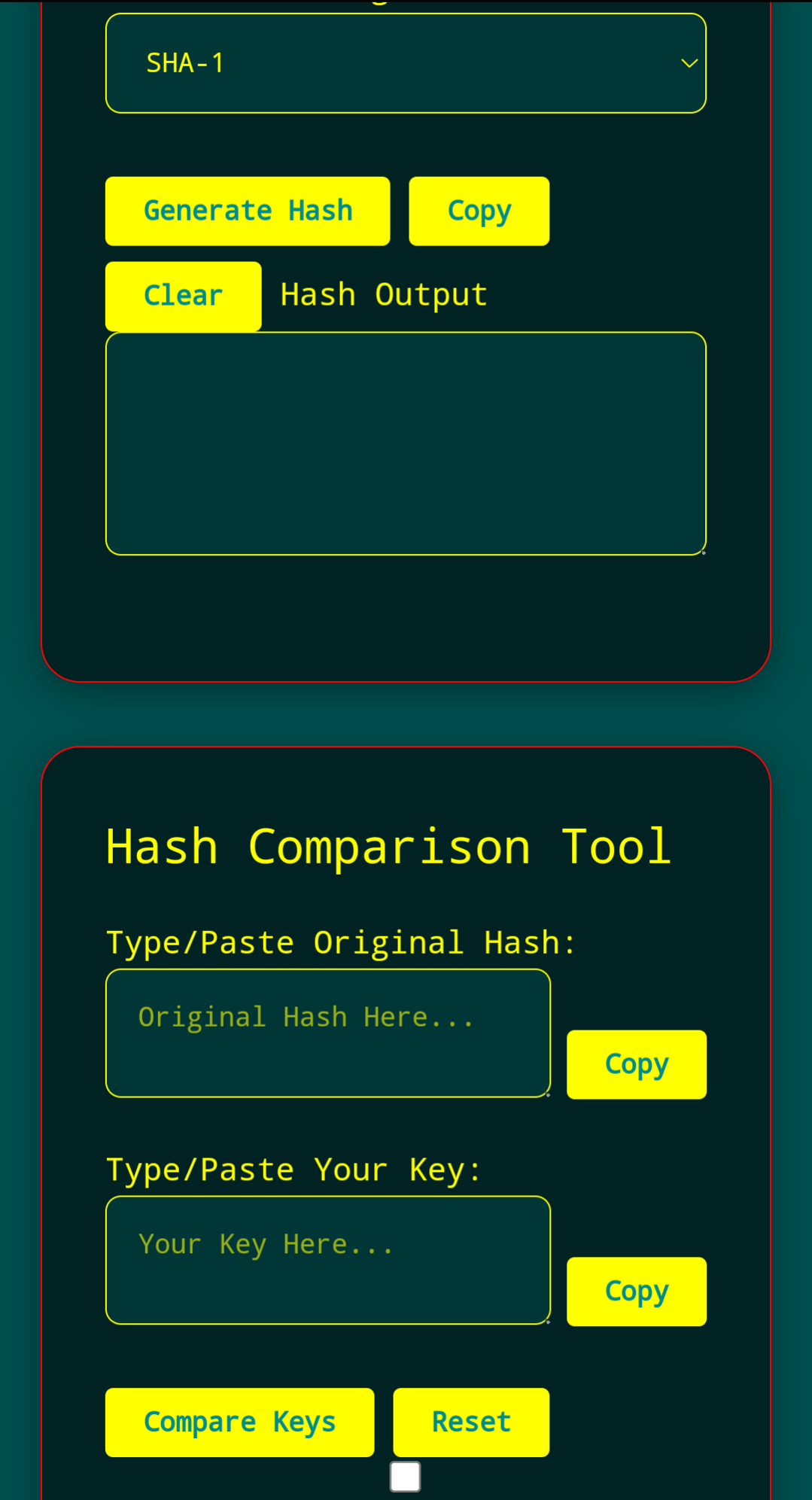 Hash Comparison Tool Screenshot